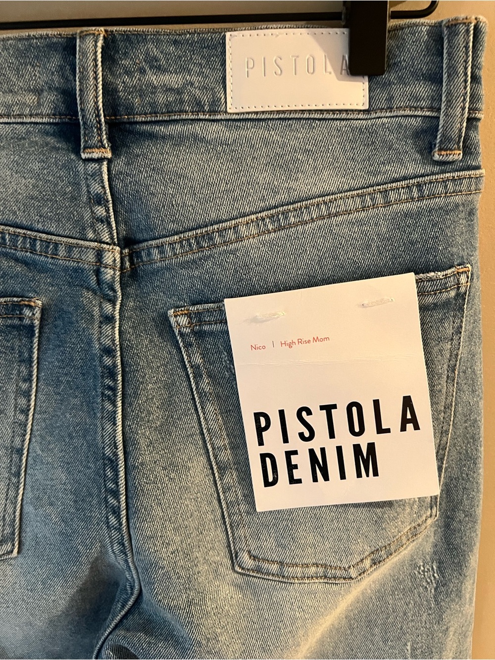 pistola Light Wash High-Rise Jeans with Pink & Navy Side Stripes - Picture 4 of 4